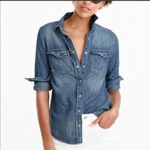 J Crew blue jean shirt